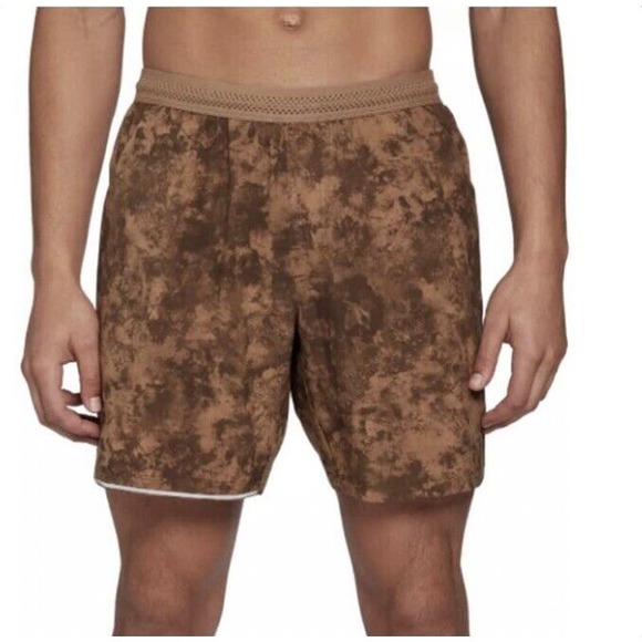 VRST‎ Mens 7" Enthusiast Lined Running Shorts Grunge Tie-ye Toast Coco Small - Picture 1 of 8